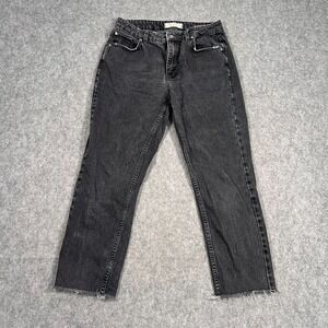We The Free People Faded Black Wash Denim Cropped Straight Jeans Women's Size 28